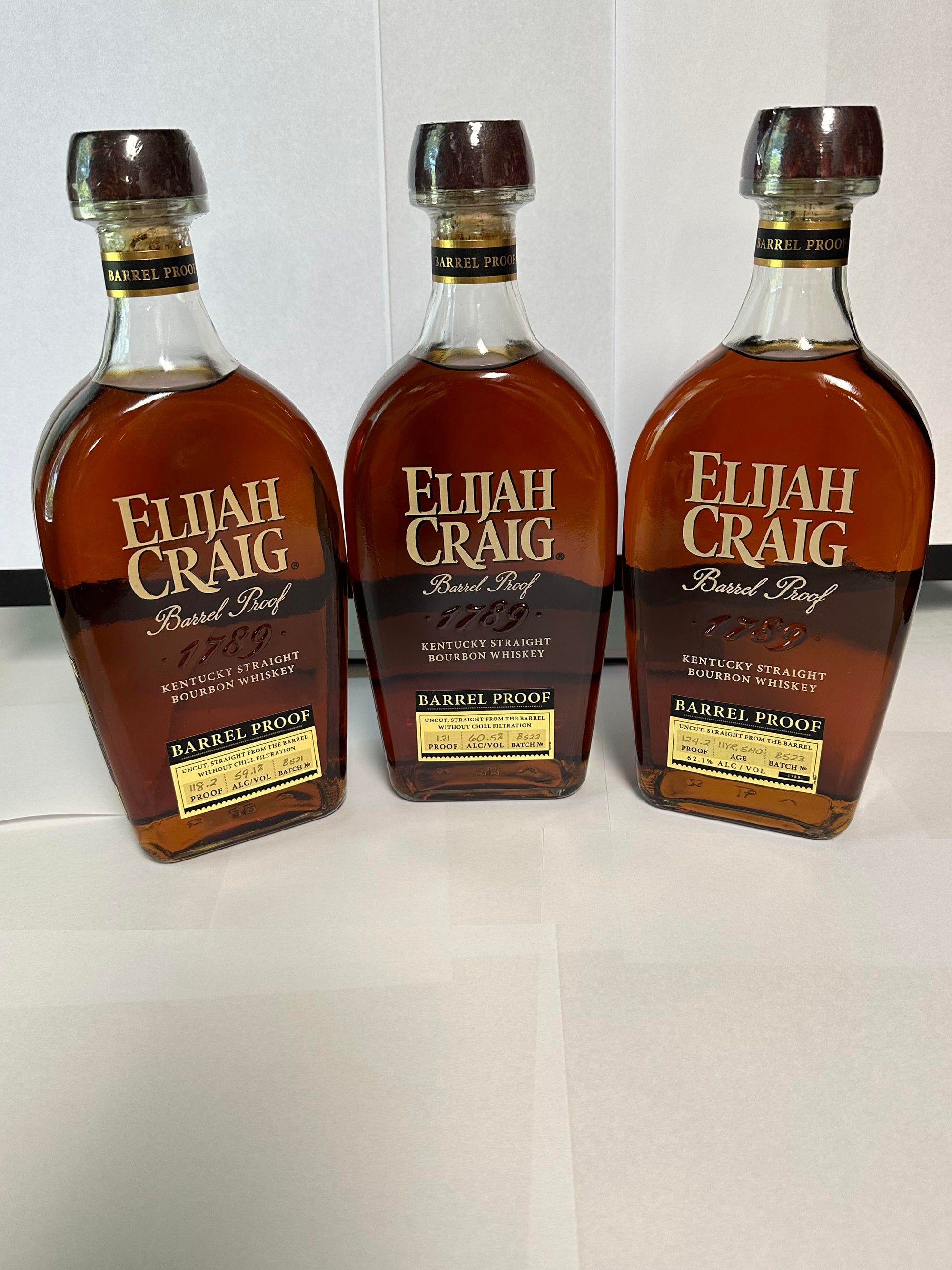Elijah Craig 12 Year Old Barrel Proof Batch B521, B522, B523, Kentucky Woods Wholesale Wine
