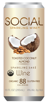 Social Sparkling Wine Toasted Coconut Almond Sparkling Sake, USA (6 x 4pk case, 10fl oz)